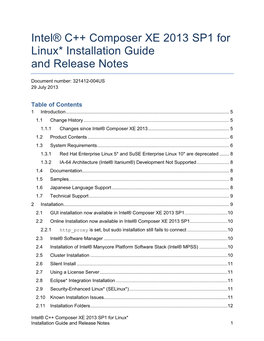 Intel® C++ Composer XE 2013 SP1 for Linux* Installation Guide and Release Notes