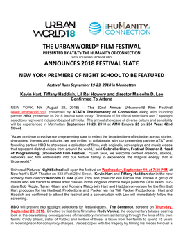 The Urbanworld® Film Festival Announces 2018 Festival Slate