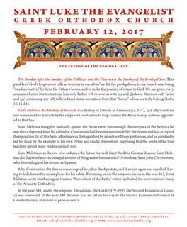 SAINT LUKE the EVANGELIST GREEK ORTHODOX CHURCH February 12, 2017