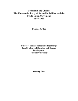 The Communist Party of Australia and the Trade Union Movement