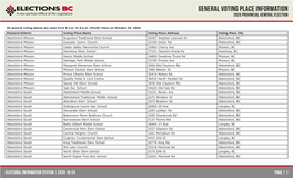 GENERAL VOTING PLACE INFORMATION a Non-Partisan O Ce of the Legislature 2020 PROVINCIAL GENERAL ELECTION