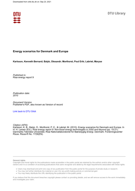 Energy Scenarios for Denmark and Europe