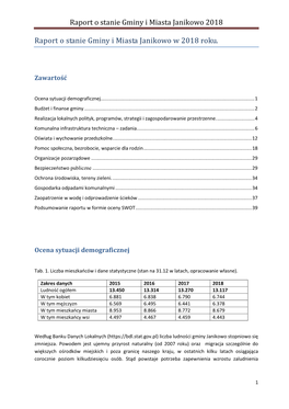 Raport O Stanie Gminy I Miasta Janikowo W 2018 Roku