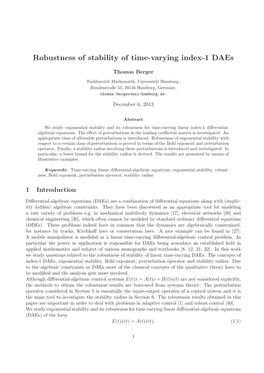 Robustness of Stability of Time-Varying Index-1 Daes