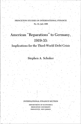 Reparations" to Germany, 1919-33: Implications for the Third-World Debt Crisis