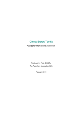 China: Export Toolkit a Guide for International Publishers