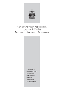 A New Review Mechanism for the RCMP's National Security Activities