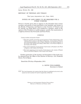 Legal Notice No. 198, Vol. 50, No. 130, 29Th September, 2011