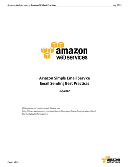 Amazon Simple Email Service Email Sending Best Practices