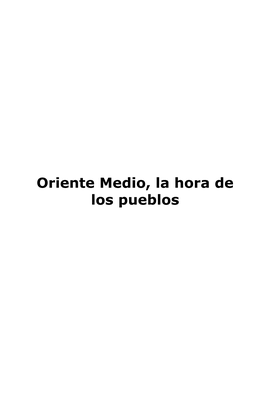 Oriente Medio, La Hora De Los Pueblos Editorial Sodepaz C/ La Palma, 69, Bajo