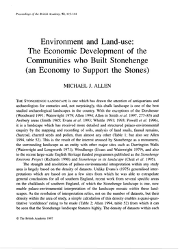 The Economic Development of the Communities Who Built Stonehenge (An Economy to Support the Stones)