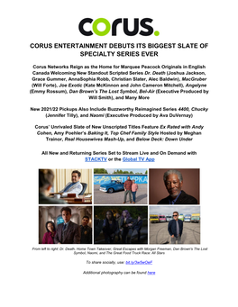 Corus Entertainment Debuts Its Biggest Slate of Specialty Series Ever