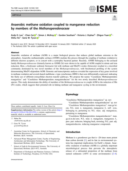 Anaerobic Methane Oxidation Coupled to Manganese Reduction by Members of the Methanoperedenaceae