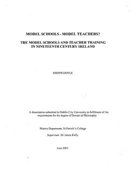 The Model Schools and Teacher Training in Nineteenth Century Ireland