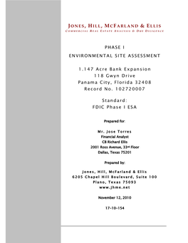 PHASE I ENVIRONMENTAL SITE ASSESSMENT 1.147 Acre Bank