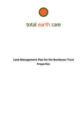 Land Management Plan for the Bundanon Trust Properties