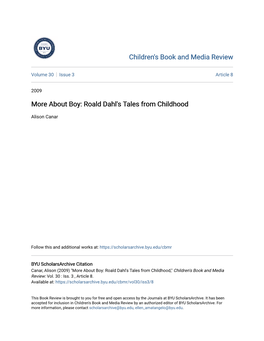 About Boy: Roald Dahl's Tales from Childhood