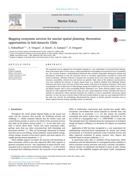 Mapping Ecosystem Services for Marine Spatial Planning Recreation Opportunities in Sub-Antarctic Chile