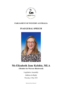 Ms Elizabeth Jane Kelsbie, MLA (Member for Warren–Blackwood)