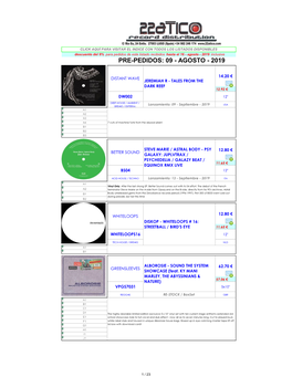 Pre-Pedidos: 09 - Agosto - 2019