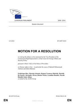 En En Motion for a Resolution