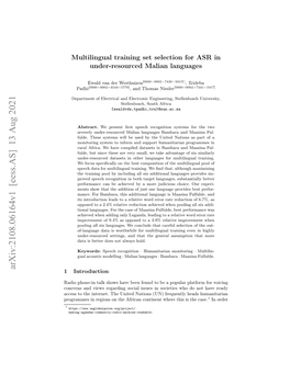 Multilingual Training Set Selection for ASR in Under-Resourced Malian Languages