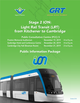 Stage 2 ION: Light Rail Transit (LRT) from Kitchener to Cambridge Public