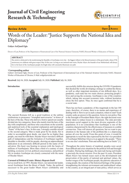 Words of the Leader: “Justice Supports the National Idea and Diplomacy” Guliyev Arif Jamil Oglu