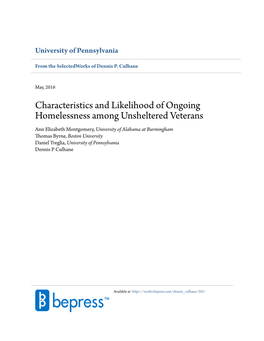 Characteristics and Likelihood of Ongoing Homelessness Among