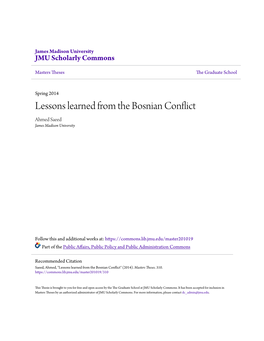 Lessons Learned from the Bosnian Conflict Ahmed Saeed James Madison University