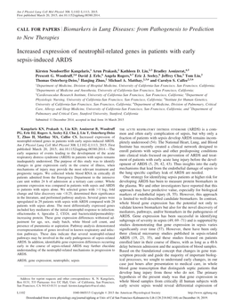 Increased Expression of Neutrophil-Related Genes in Patients with Early Sepsis-Induced ARDS