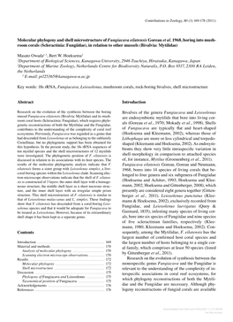 Downloaded from Brill.Com10/02/2021 11:27:29AM Via Free Access 170 Owada & Hoeksema - Phylogeny and Shell Structure of Fungiacava