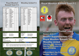 Royal Wootton Bassett Town F.C. Bluefin Supplementary Cup Royal
