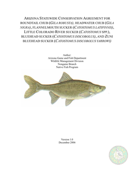 Arizona Statewide Conservation Agreement for Roundtail Chub