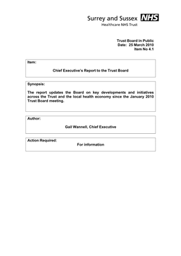 4.1 Chief Executives Report to the Trust Board