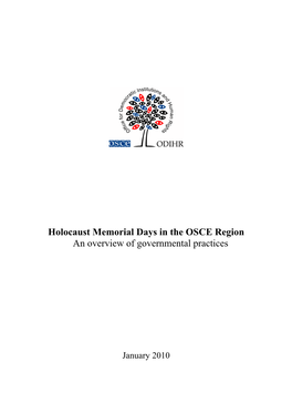 Holocaust Memorial Days in the OSCE Region an Overview of Governmental Practices