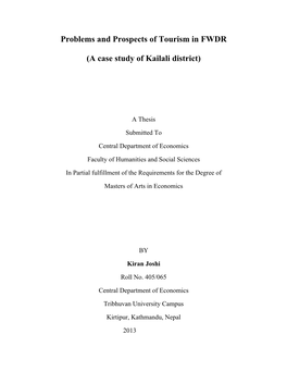 Problems and Prospects of Tourism in FWDR (A Case Study of Kailali District)