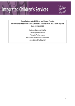 Consultation with C&YP: Priorities for Aberdeen City's Children's Services