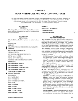 Chapter 15, Roof Assemblies and Rooftop Structures