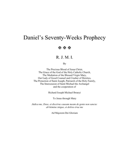 Daniel's Seventy-Weeks Prophecy