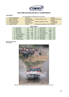 1985 Cams Australian Rally Championship