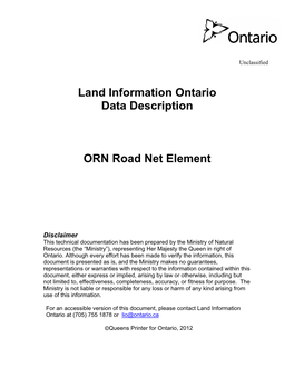 Land Information Ontario Data Description ORN Road Net Element