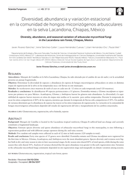 Diversidad, Abundancia Y Variación Estacional En La Comunidad De Hongos Micorrizógenos Arbusculares En La Selva Lacandona, Chiapas, México