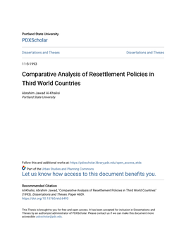 Comparative Analysis of Resettlement Policies in Third World Countries