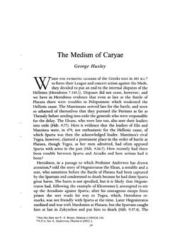 The Medism of Caryae Huxley, George Greek, Roman and Byzantine Studies; Spring 1967; 8, 1; Proquest Pg