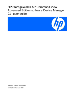 HP Storageworks XP Command View Advanced Edition Software Device Manager CLI User Guide