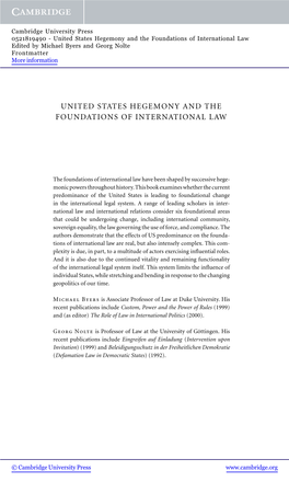 United States Hegemony and the Foundations of International Law Edited by Michael Byers and Georg Nolte Frontmatter More Information