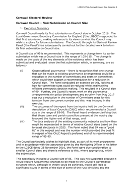 Cornwall Council Size Appendix B