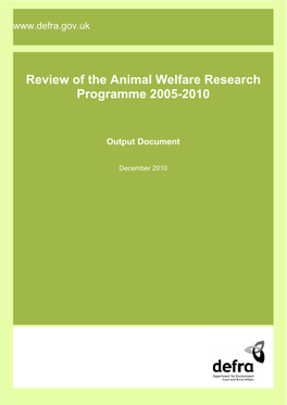 Review of the Animal Welfare Research Programme 2005-2010