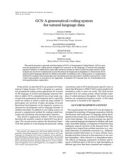 GCS: a Grammatical Coding System for Natural Language Data